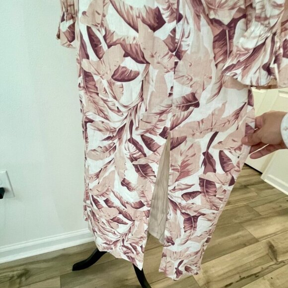 HOUSE OF HARLOW 1960 MAXI DRESS BY REVOLVE PALM TREE LEAVES MOCCA/TAN Sz M CHIC - Picture 12 of 15